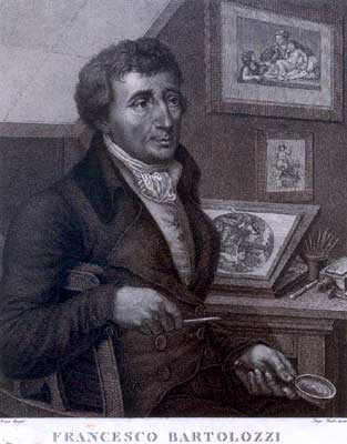 Gravure et autoportrait de Francesco Bartolozzi