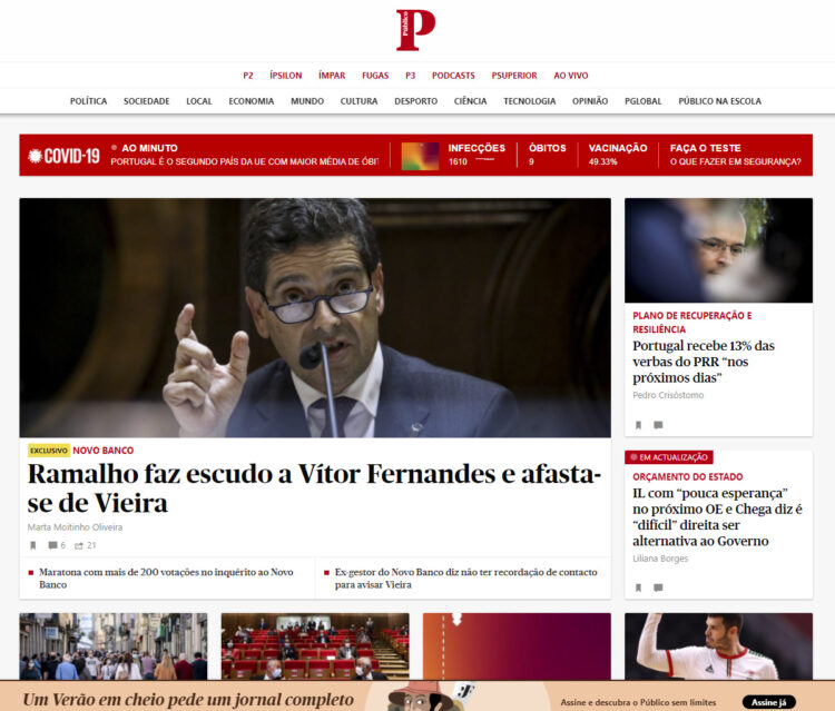 Page d'accueil de Público