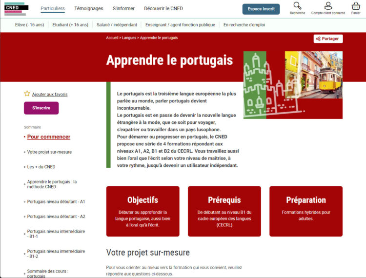 Apprendre le portugais avec le CNED