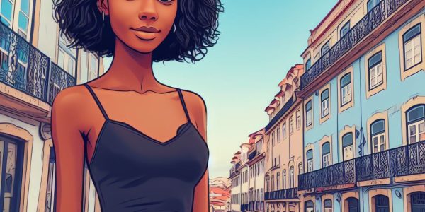 Brésilienne dans une rue de ville portugaise