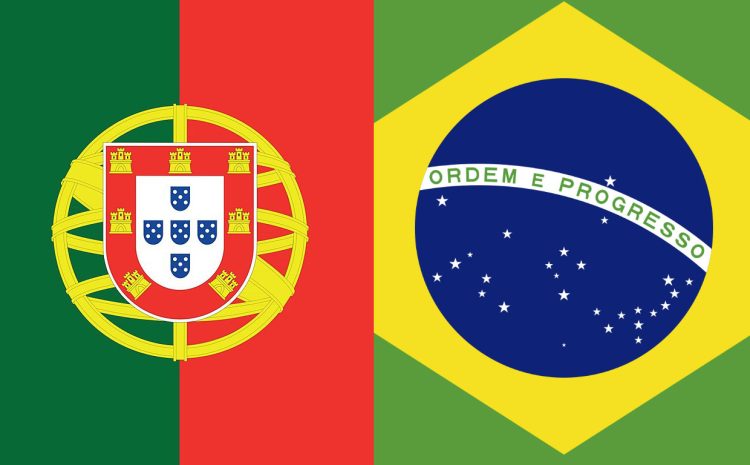 Drapeau du Portugal et drapeau du Brésil